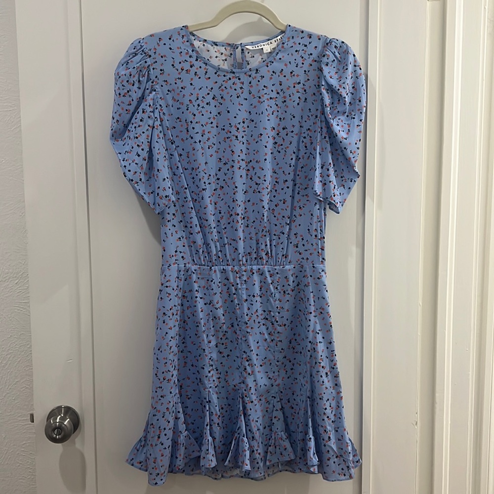 Veronica Beard Blue Floral Silk Dress